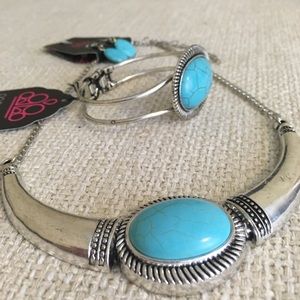 Boho Chic 3 Piece Jewelry Set Turquoise Silver